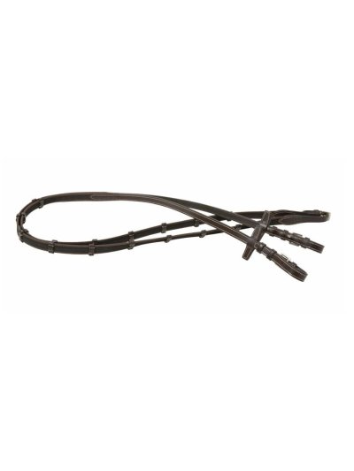 Rênes à grip souple avec bande de maintien et arrêtoirs de martingale en cuir - Signature - Antarès