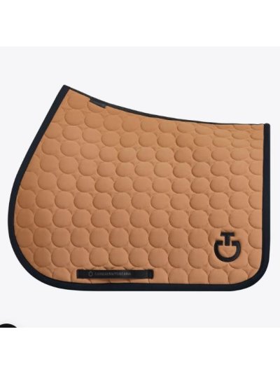 Sudadero de salto marrón claro con bordado circular y el logotipo en negro para caballo y pony Circle Quilted - Cavalleria Toscana