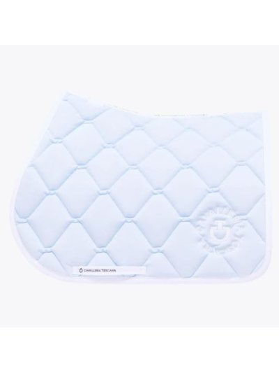 Sudadero de salto azul polvo con bordado de la marca blanco para caballo y pony - Orbit Quilted - Cavalleria Toscana