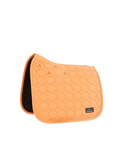 Dressage Saddle Pad Orange (Gold Sunset) with Silver Bead Detailing on the Rear for Horse - Anky