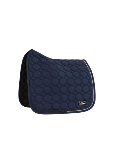 Dressage Saddle Pad in Indigo Blue (Mood Indigo) with Silver Metal Bead Detailing on the Rear for Horse - Anky