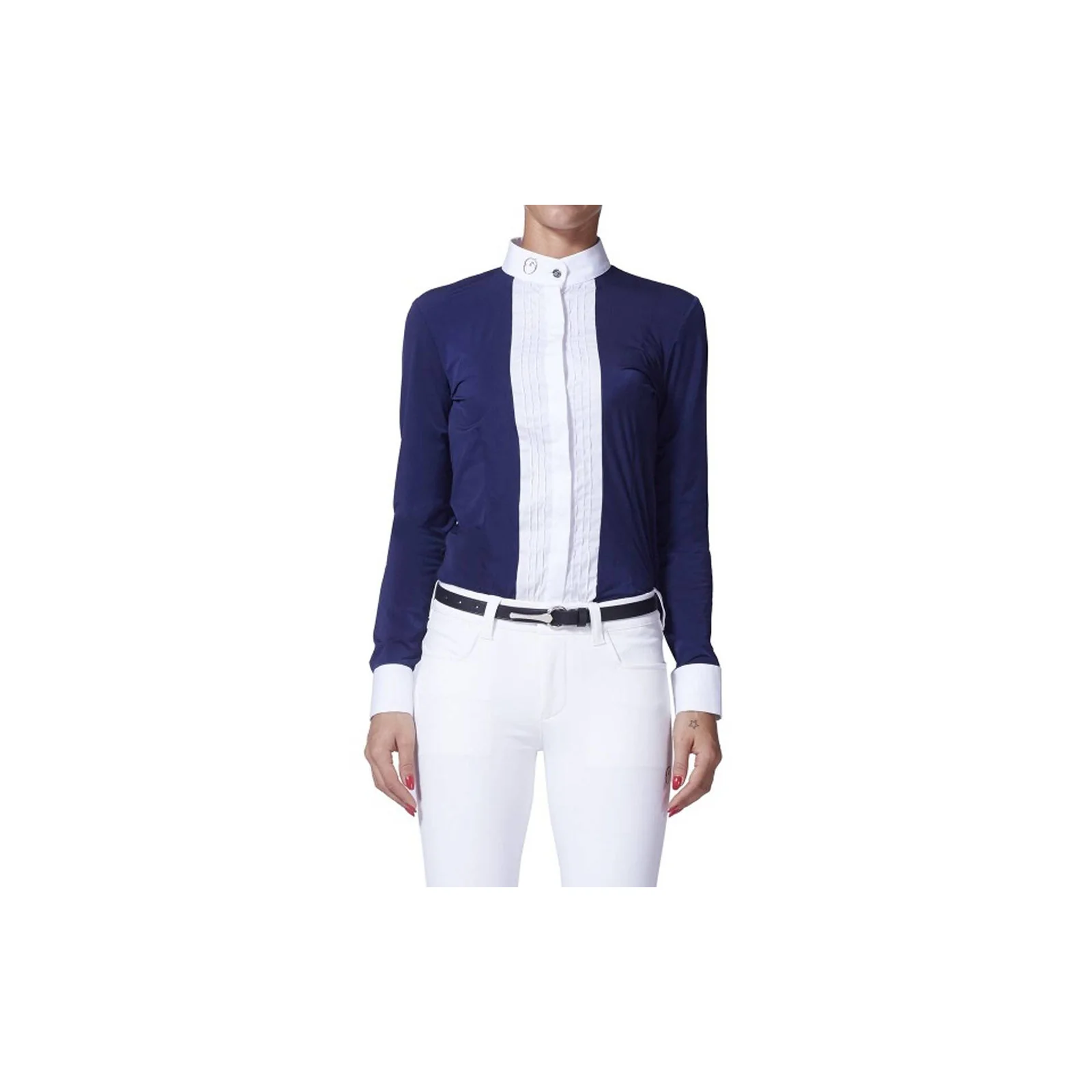 Navy and white long-sleeve competition shirt for women Nancy - Vestrum