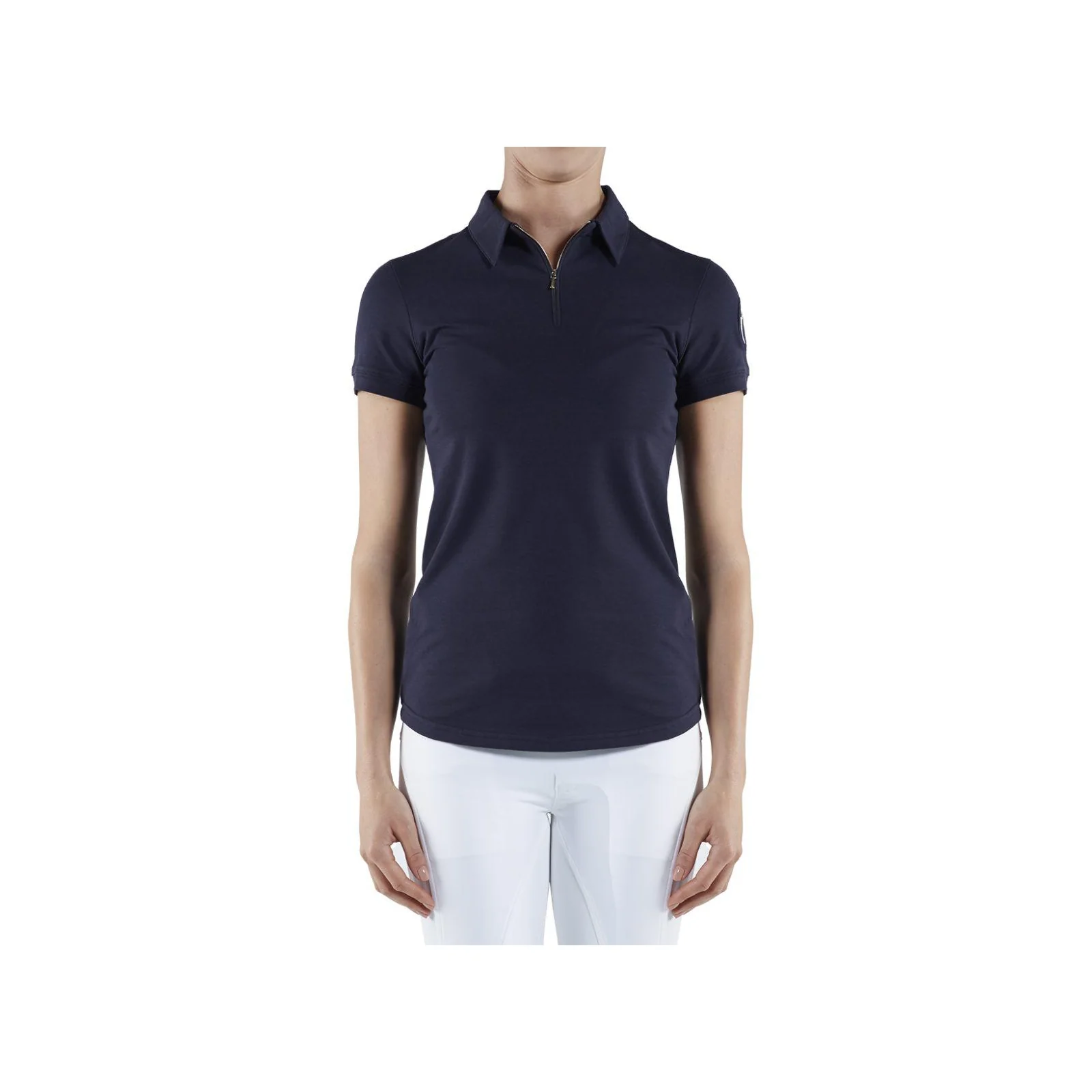 Polo azul marino de manga corta con cremallera para mujer Digione - Vestrum