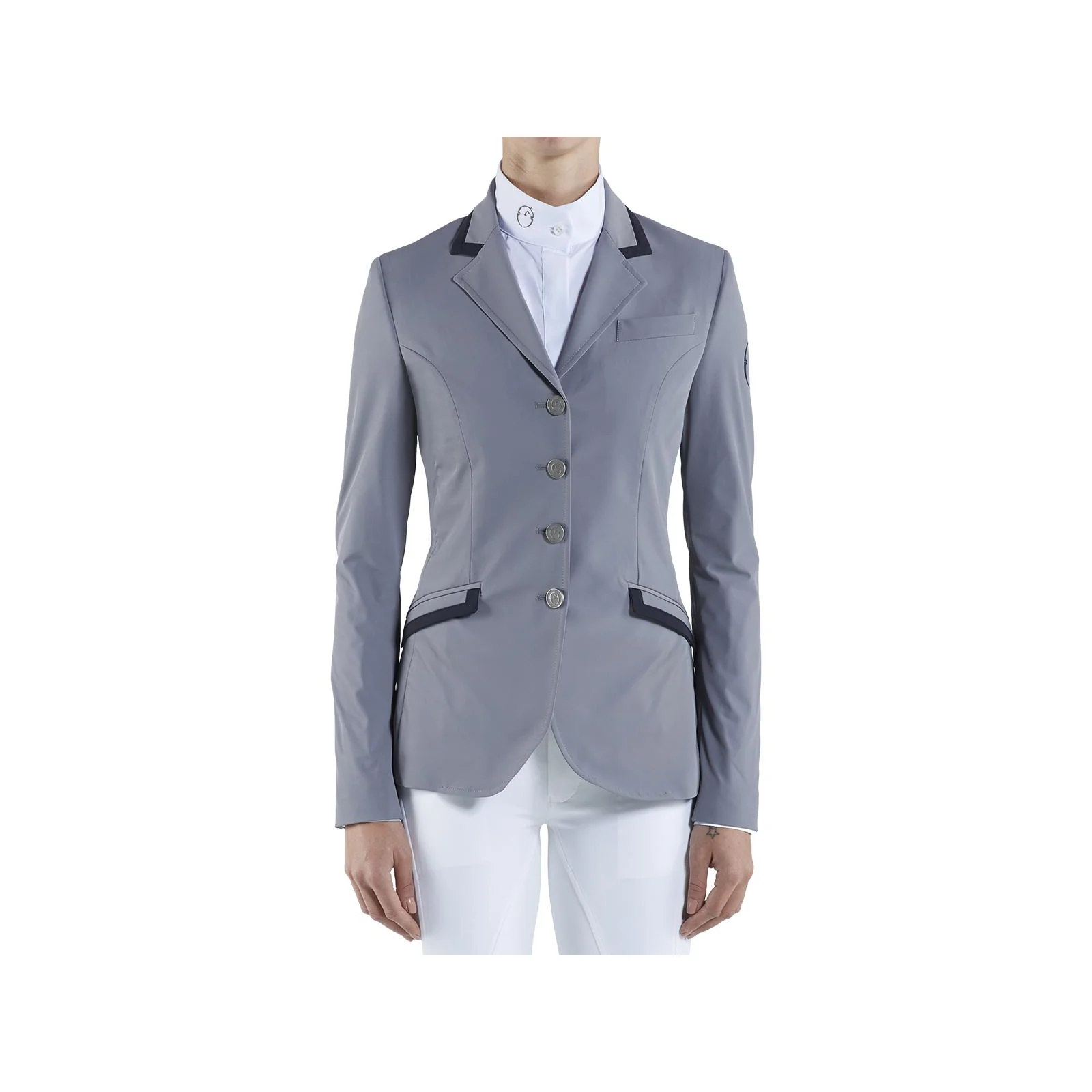 Light grey technical competition jacket contrasted in navy blue for women Evilard - Vestrum