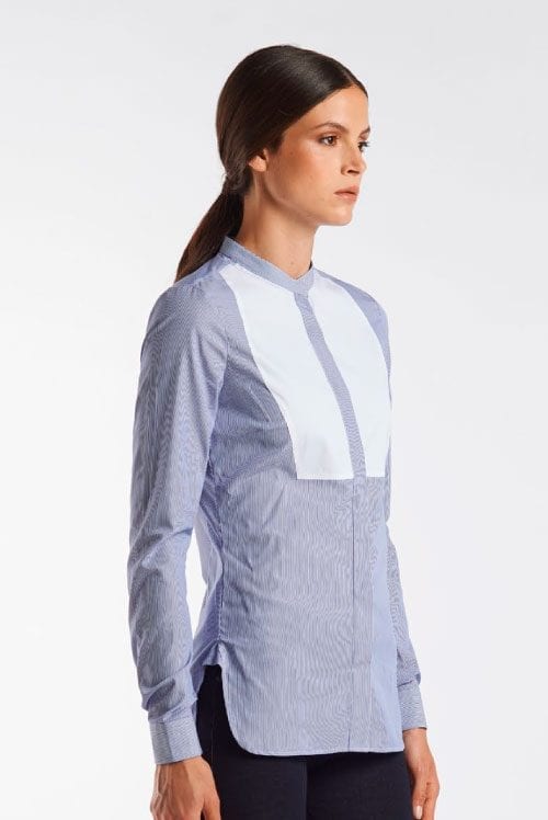 Camisa mujer de popelín de rayas Color Azul de Cavalleria Toscana