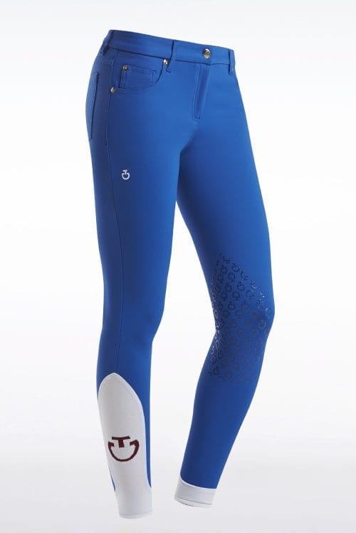 Pantalones knee grip azules de competición para mujer modelo 5 pockets de Cavalleria Toscana