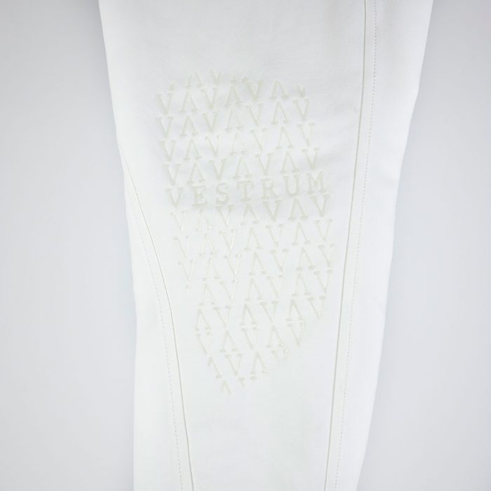 Pantalones de competición blancos (grip rodilla) modelo Roma de Vestrum.