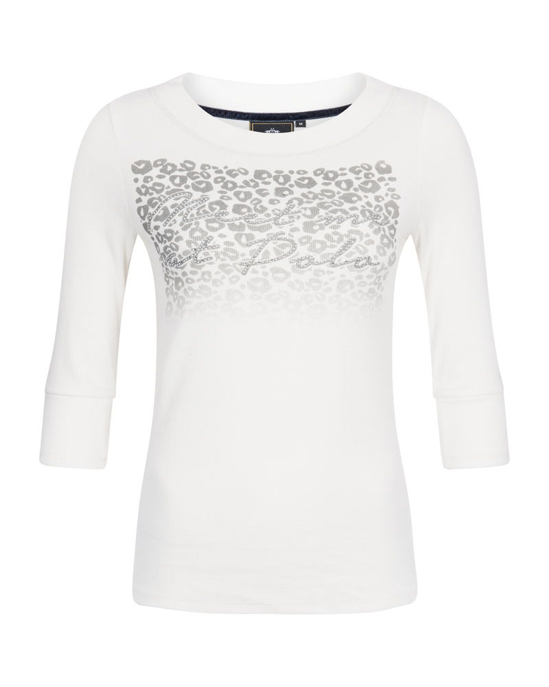 Camiseta de manga larga con estampado de leopardo gris para mujer – Junta -HV Polo |