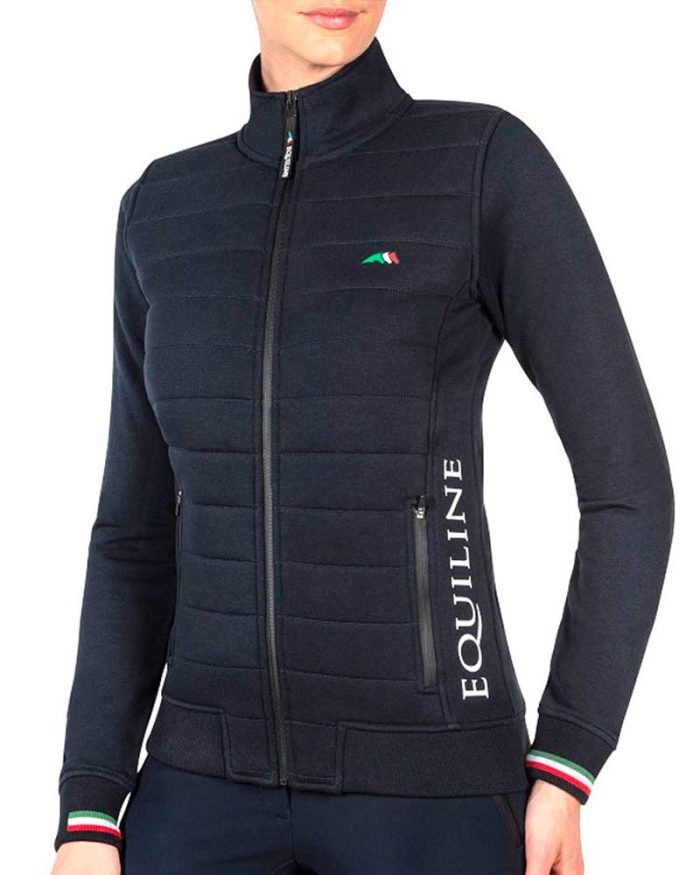 Sudadera azul marino con cremallera para mujer - Team - Equiline