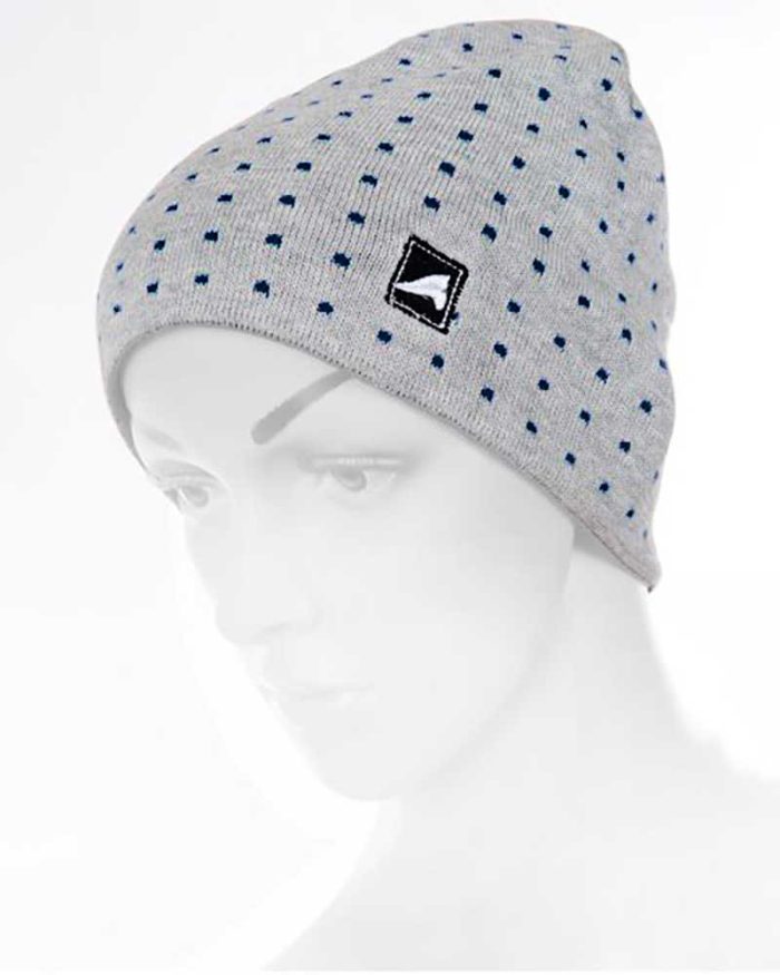 Gorro fino de punto gris con topos azul marino - Iris - euro-star