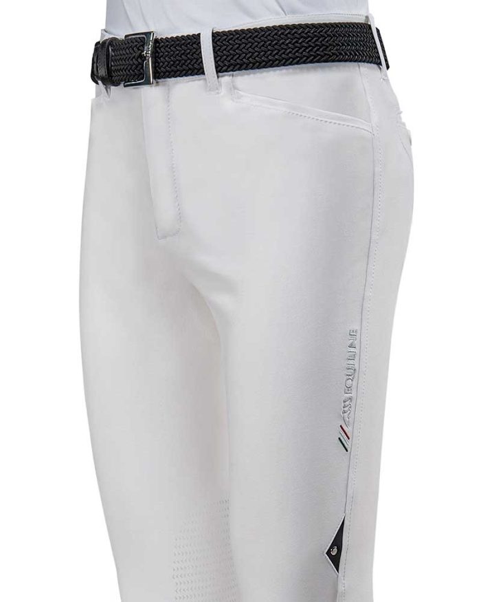 Pantalones de competición blancos (grip rodilla) para hombre - Equiline - Imagen 2