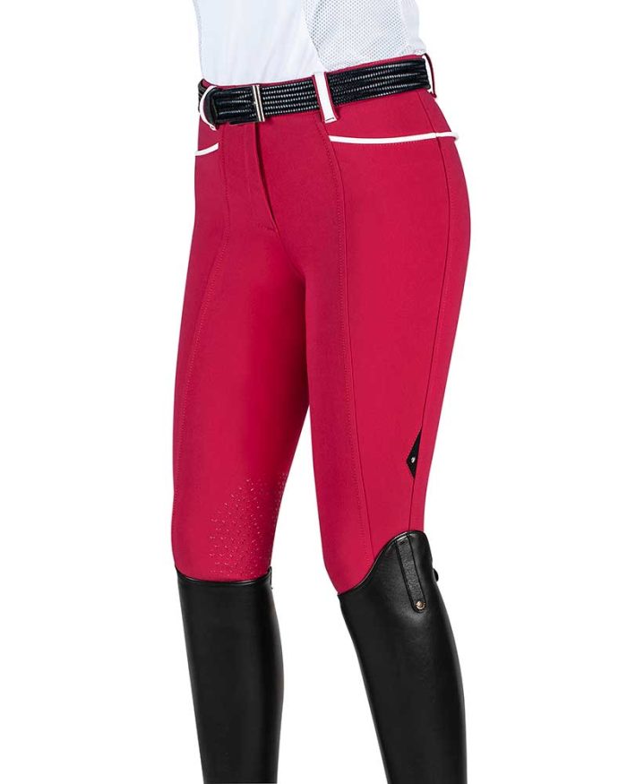 Pantalones fucsia y blancos (grip rodilla) para mujer - Julie - Equiline