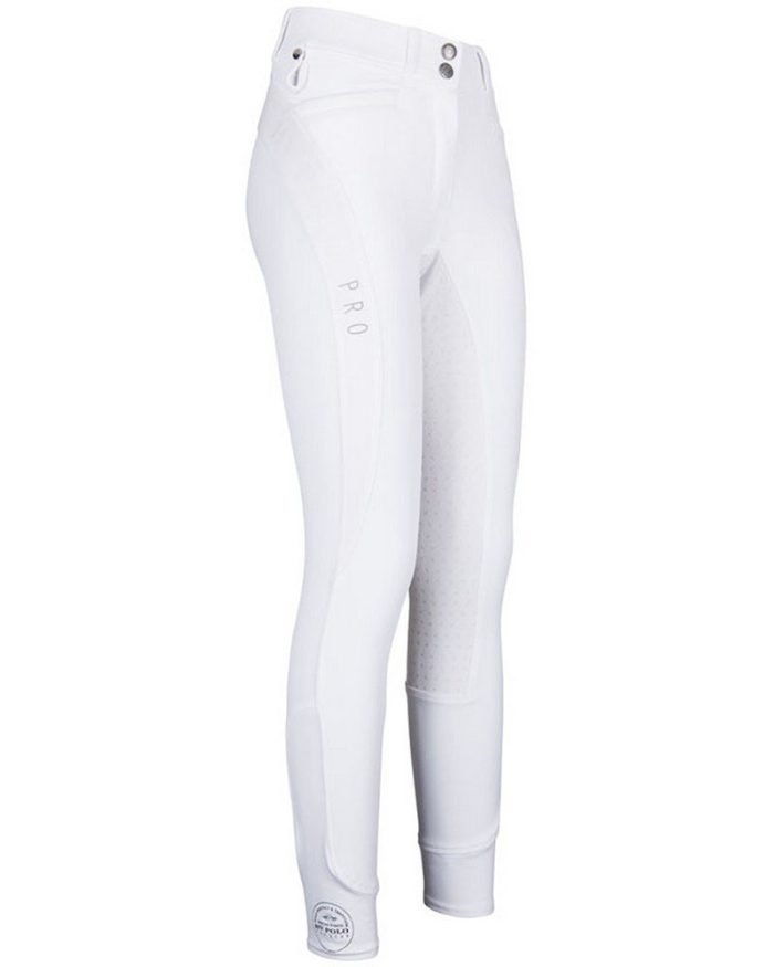 Pantalones blancos para concurso con grip cuelera para mujer - Farrel Pro - HV POLO