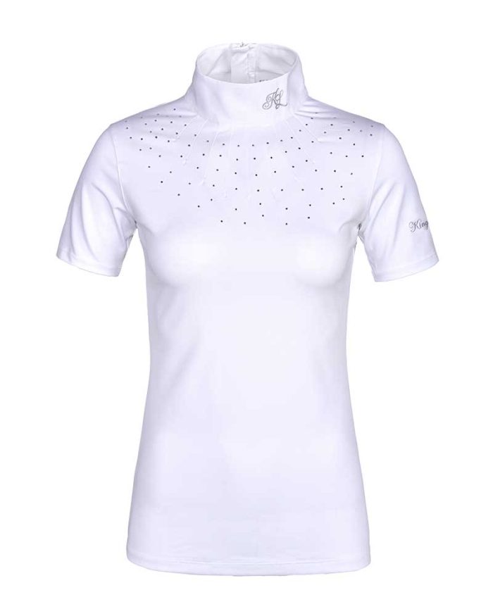 Polo de concurso de manga corta blanco con brillantes para mujer modelo KLjanna de Kingsland