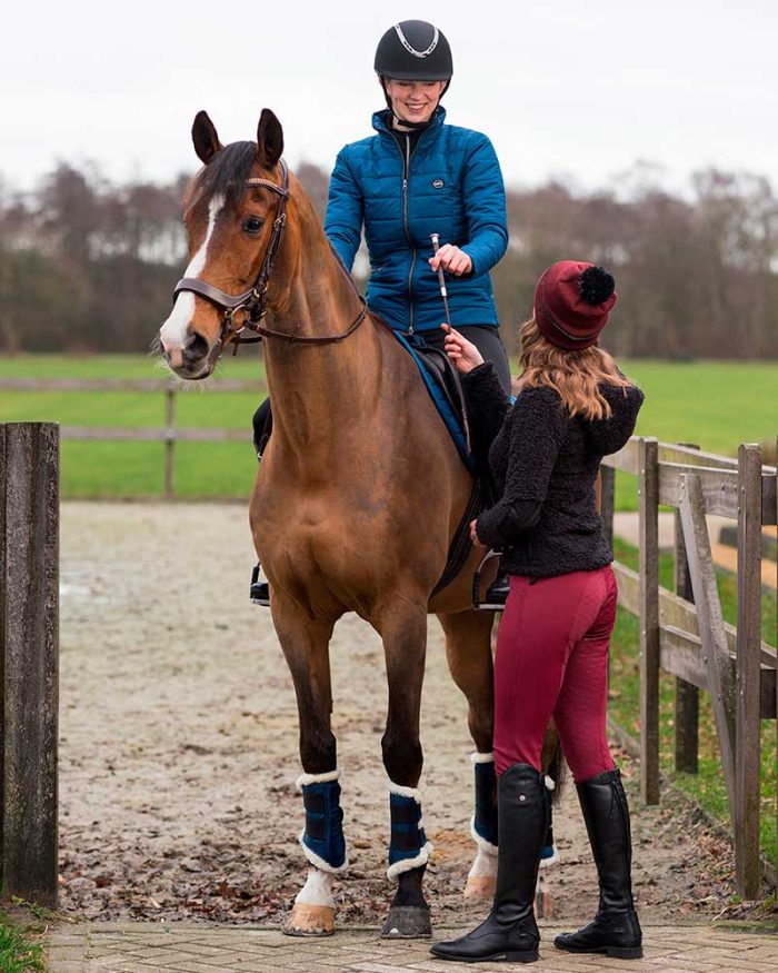 Pack de 2 protectores de doma azul marino con borreguillo para caballo y/o pony - Astana - QHP - Imagen 3