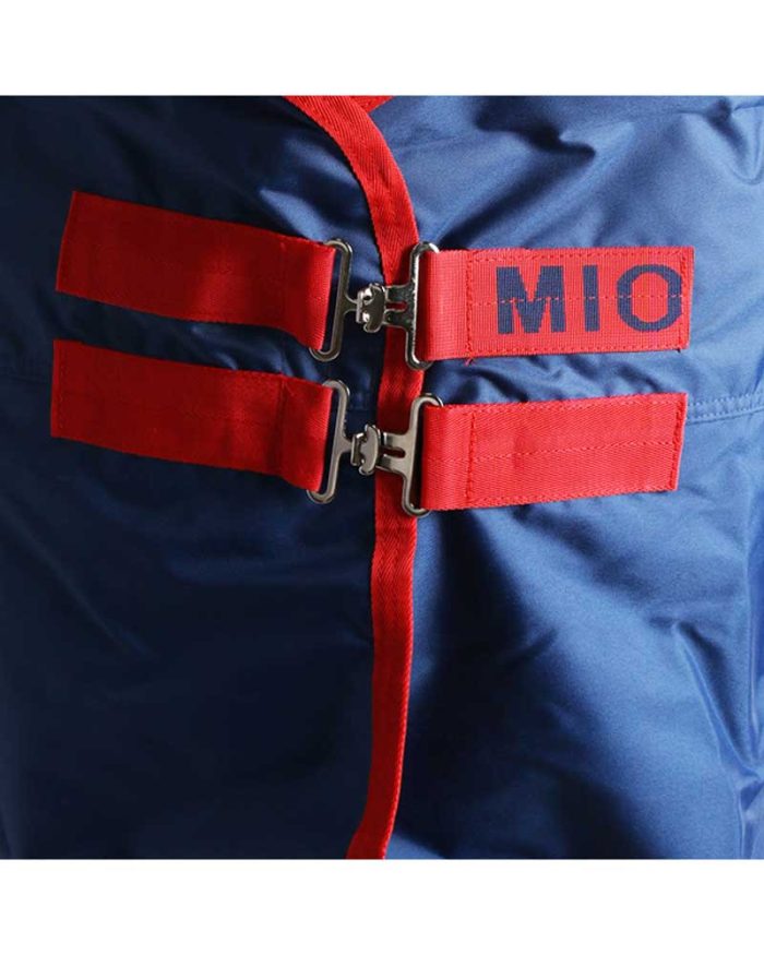 Manta ligera impermeable de exterior azul marino y roja (0g 600D) para caballo - MIO - Imagen 2