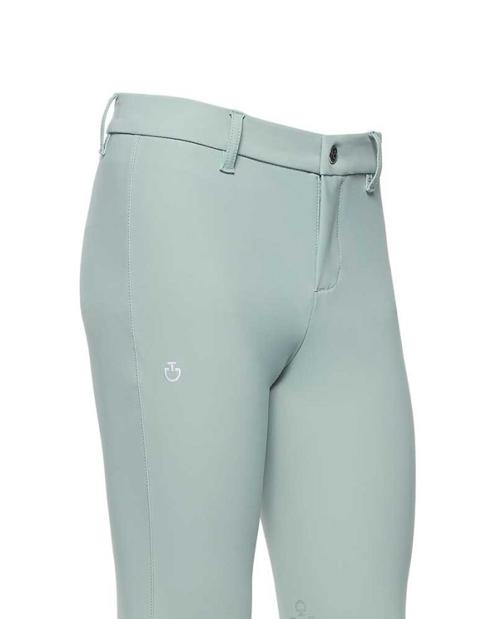 Pantalones de montar a caballo verde azulado muy claro (grip rodilla) junior unisex - Cavalleria Toscana - Imagen 2