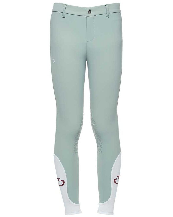 Pantalones de montar a caballo verde azulado muy claro (grip rodilla) junior unisex - Cavalleria Toscana - Imagen 4