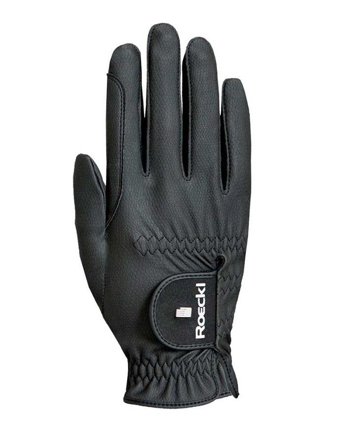 Guantes de montar a caballo negros con grip para competición - Roeck grip Pro - Roeckl