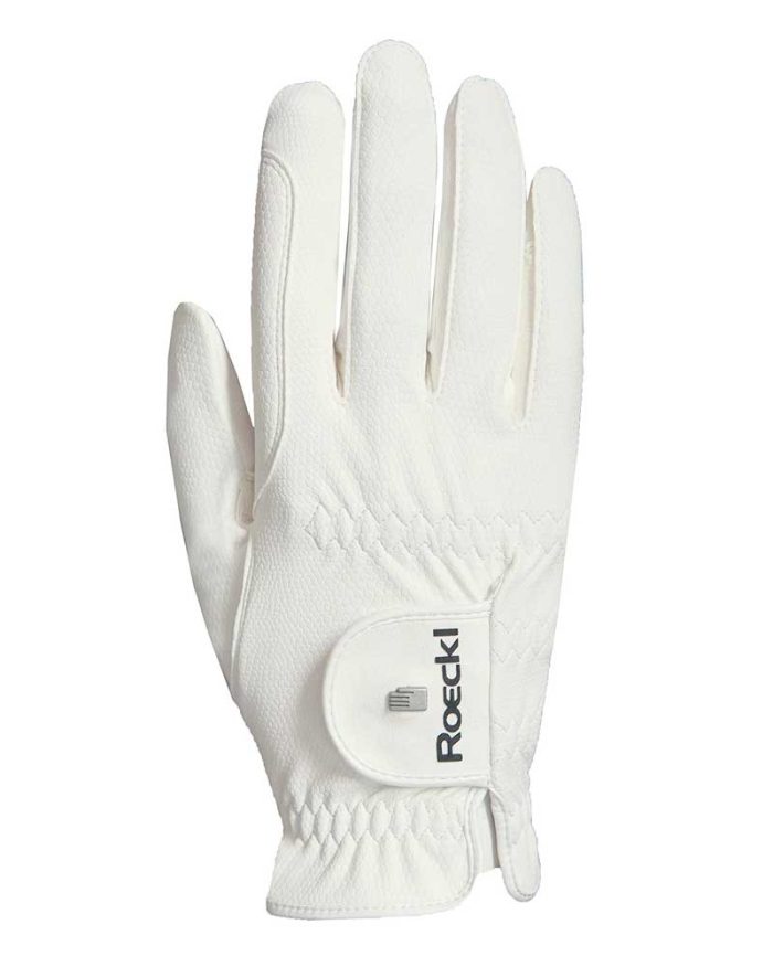 Guantes de montar a caballo blancos con grip para competición - Roeck grip Pro - Roeckl