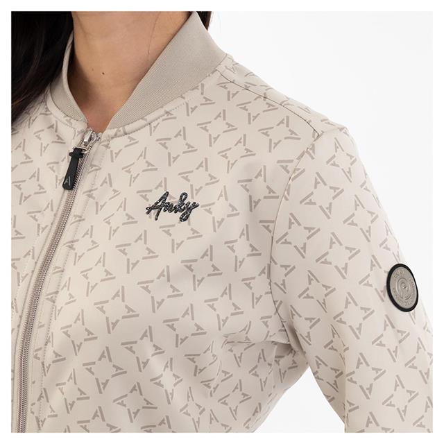 Chaqueta bomber fina color beige con estampado y con cuello y puños de canalé suave para mujer -ANKY- - Imagen 3