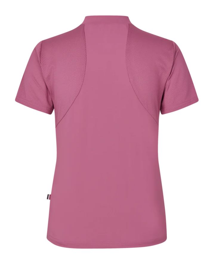 Women’s short-sleeve pink training shirt with half front zipper and white logo - KLNaira - Kingsland - Image 2