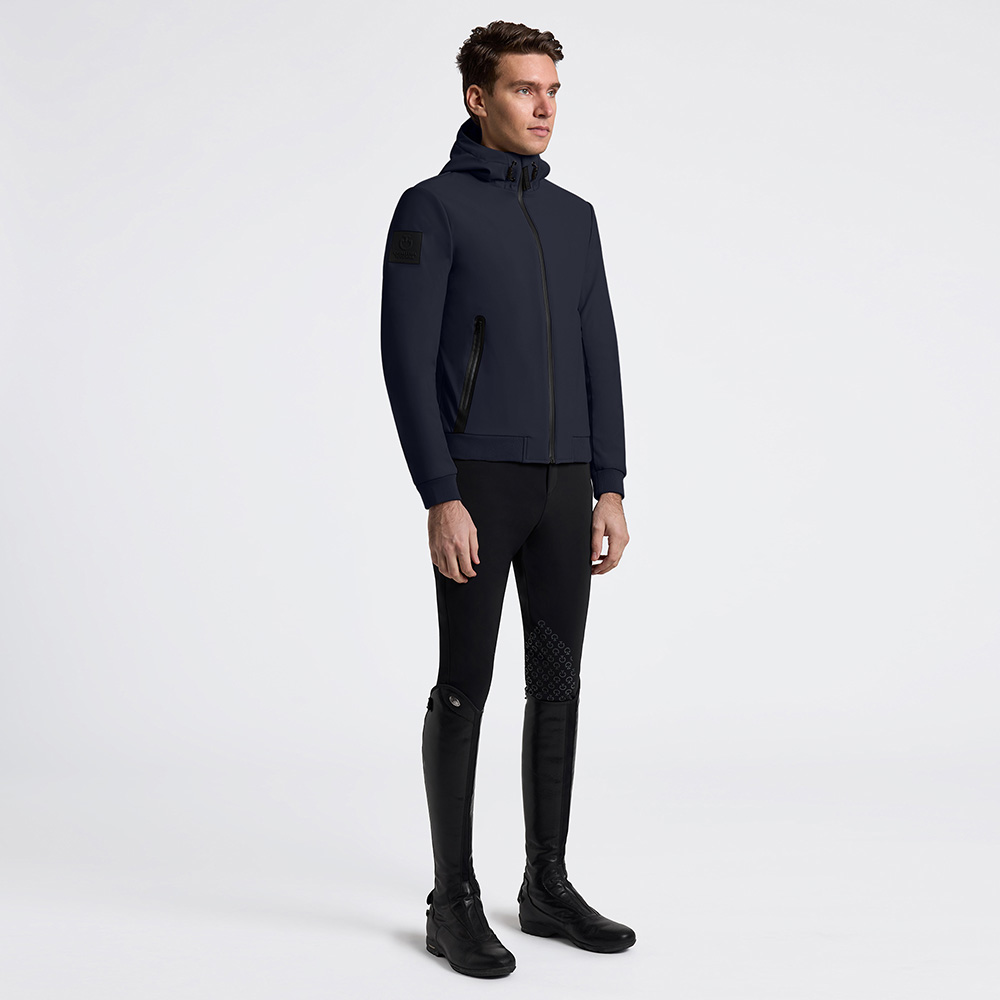 Chaqueta térmica softshell con capucha en azul marino para hombre - Cavalleria Toscana - Imagen 2